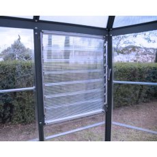 8ft Palram Oasis Hexagonal Greenhouse in Grey - manual louvre vent