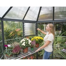 8ft Palram Oasis Hexagonal Greenhouse in Grey - interior