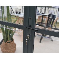 12ft Palram Oasis Hexagonal Greenhouse in Grey - door handle can be locked with a key