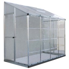 8 x 4 Palram Lean To Grow House Greenhouse in Silver - isolated view