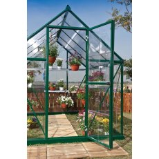 6 x 4 Palram Hybrid Greenhouse in Green - hinge opening single door