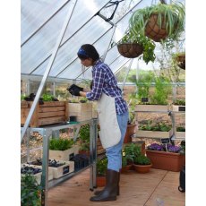 Palram Hybrid Greenhouse in Silver - interior with optional shelving unit