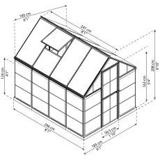 6 x 8 Palram Hybrid Greenhouse in Green- dimensions