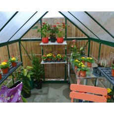 6 x 10 Palram Hybrid Greenhouse in Green - interior with optional shelves