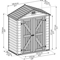 6x3 Palram Skylight Plastic Apex Shed - Tan - schematic drawing