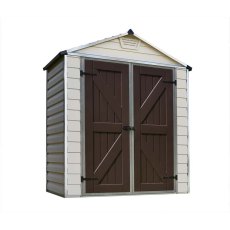 6x3 Palram Skylight Plastic Apex Shed - Tan - no background with door closed