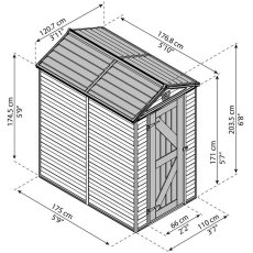 4 x 6 Palram Skylight Plastic Apex Shed - Tan - schematic drawing