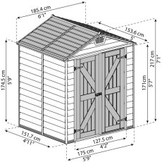 6x5 Palram Skylight Plastic Apex Shed - Tan - schematic drawing