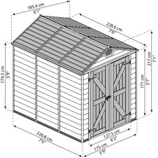 6x8 Palram Skylight Plastic Apex Shed - Tan- schematic drawing