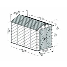 6x10 Palram Skylight Plastic Apex Shed - Tan - diagram
