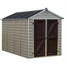 6x10 Palram Skylight Plastic Apex Shed - Tan - white background