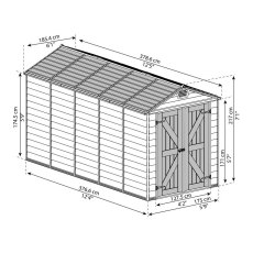 6x12 Palram Skylight Plastic Apex Shed - Tan - diagram