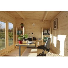 10 x 13 Forest Melbury Pent Log Cabin - interior set up as home office