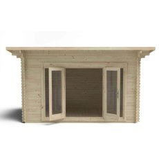 10 x 13 Forest Melbury Pent Log Cabin - front view doors open