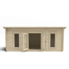 10 x 20 Forest Arley Pent Log Cabin - fron view doors open