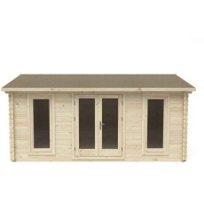 13 x 16 Forest Garden Rushock Log Cabin - isolated front view, doors closed