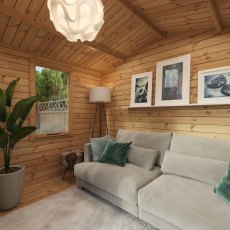 2.6m x 3.3m Mercia Log Cabin 19mm Logs - fully furnished