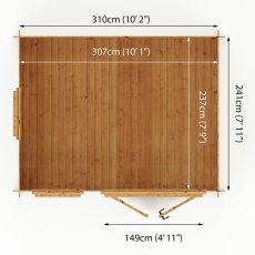 2.6m x 3.3m Mercia Log Cabin - Footprint