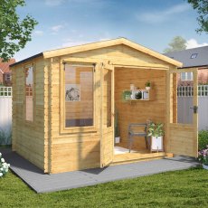 2.6m x 3.3m Mercia Log Cabin 19mm Logs - doors open