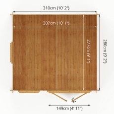 3.3m x 3m Mercia Log Cabin 19mm Logs - interior space