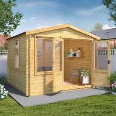 3.3m x 3m Mercia Log Cabin 19mm Logs - doors open