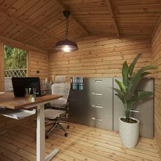 3.3m x 3.4m Mercia Log Cabin with Veranda 19mm Logs - home office