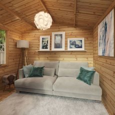 3.3m x 3.4m Mercia Log Cabin with Veranda 19mm Logs - fully furnished