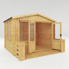 3.3m x 3.4m Mercia Log Cabin with Veranda 19mm Logs - dimensions