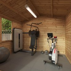 3.3m x 3.7m Mercia Log Cabin with Veranda 19mm Logs - games room