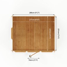 3m x 2.5m Mercia Log Cabin - 19mm - footprint