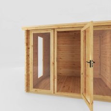 3m x 2.5m Mercia Log Cabin - 19mm - internal view with door open
