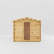 Front view of a 12x10 Mercia Apex Log Cabin made with 19mm timber.