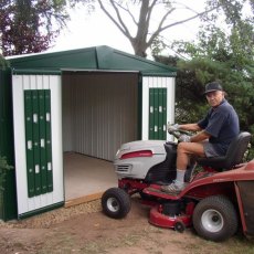 10 x 10 Biohort Europa 7 Metal Shed - Doors open with man