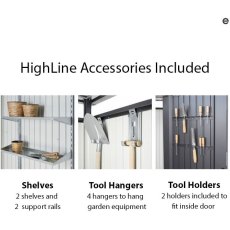 9 x 5 (2.75m x 1.55m) Biohort HighLine H1 Metal Shed - Single Door - Accessories