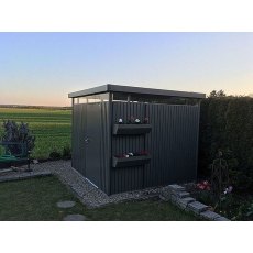 9 x 9 Biohort HighLine H4 Metal Shed - Single Door - Customer image with plants