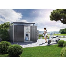 9 x 6 Biohort HighLine H2 Metal Shed - Double door - In situ