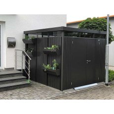 9 x 9 Biohort HighLine H4 Metal Shed - Double Door - Customer image with plants