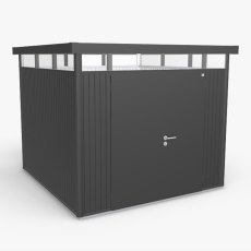 9 x 9 Biohort HighLine H4 Metal Shed - Double Door - Metallic Dark Grey