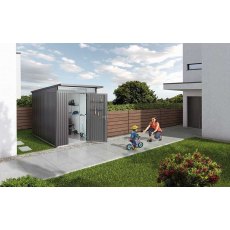 6 x 10 Biohort AvantGarde A3 Metal Shed - Single Door - In situ in the garden