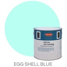 Protek Royal Exterior Paint 1 Litre - Eggshell Blue Colour Swatch with Pot