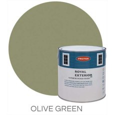 Protek Royal Exterior Paint 1 Litre - Olive Green Colour Swatch with Pot