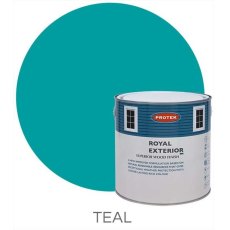 Protek Royal Exterior Paint 1 Litre - Teal Colour Swatch with Pot