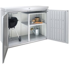 5 x 2 Biohort HighBoard 160 - Metallic Silver internal shelving with bbq