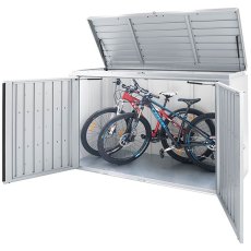 7 x 3 Biohort HighBoard 200 - Metallic Silver with all doors open with bikes