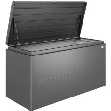 5 x 2 Biohort LoungeBox 160 - Dark Grey Metallic with lid open
