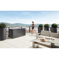 5 x 2 Biohort LoungeBox 160 - Metallic Silver in situ on a roof terrace