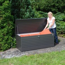 Biohort LeisureTime Box 180 - Metallic Dark Grey - Used to store cushions for garden furniture