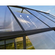 Palram Hybrid Greenhouse in Grey - sliding assembly method for polycarbonate panels