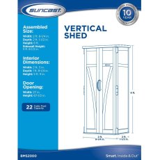 3 x 2 Suncast 1250 Mannington Plastic Shed- Sand- dimensions