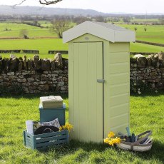 Thorndown Wood Paint 150ml - Rhyne Green - Lifestyle painted on storage shed